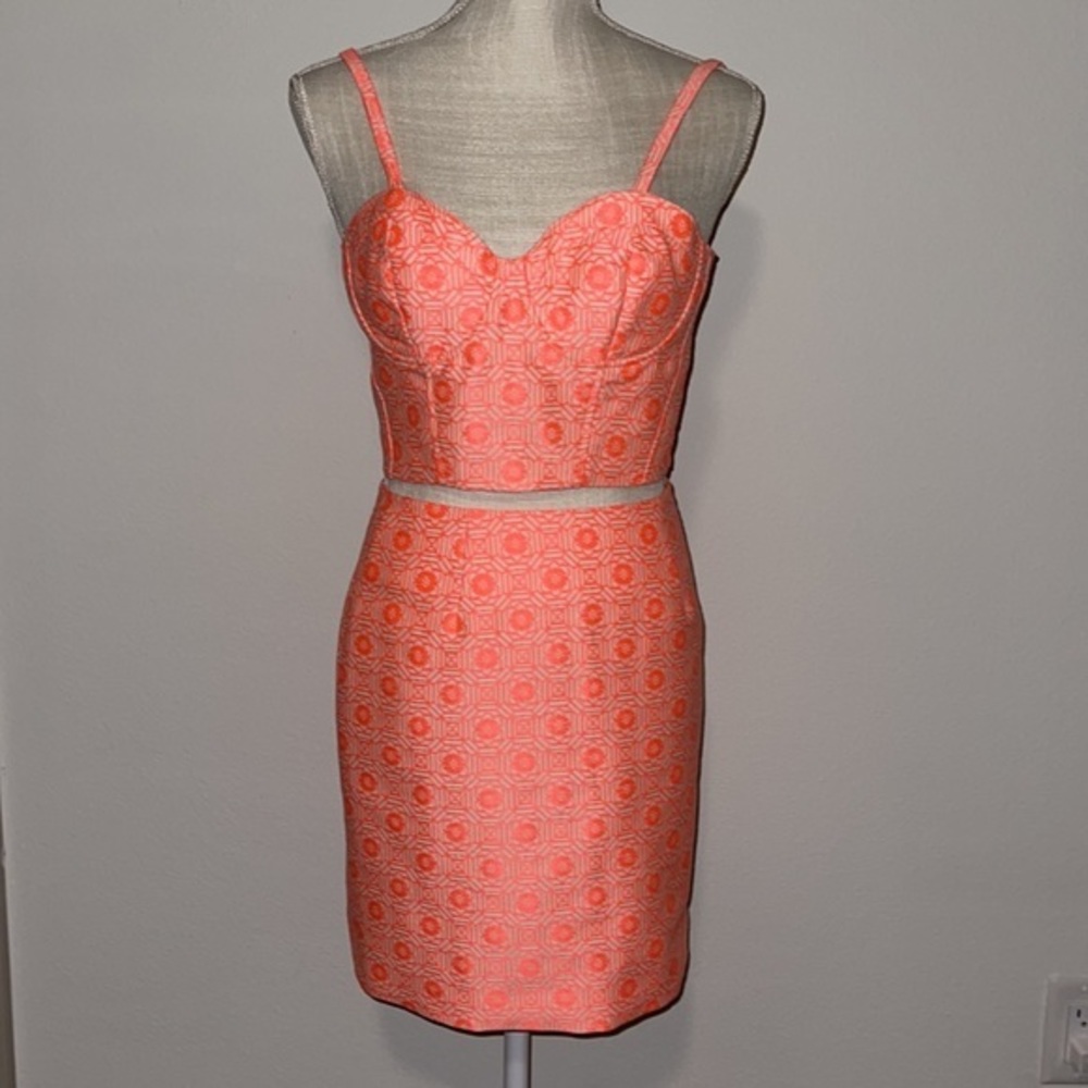 Gianni Bini 2-Piece Floral Neon Pink Pencil Skirt & Adjustable Top Set Size 0 — image 6 of 8